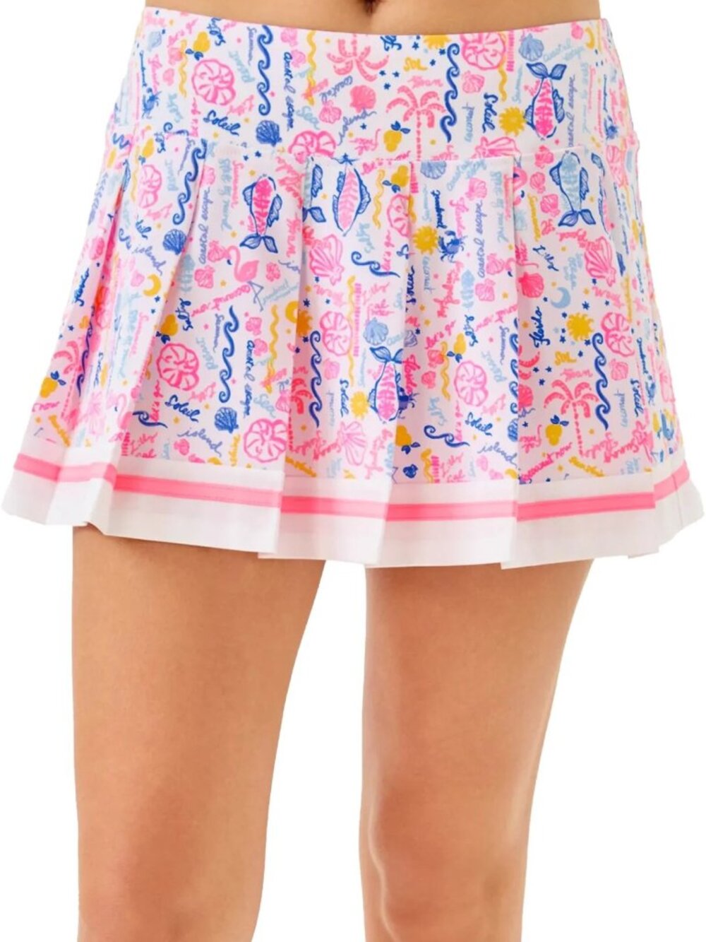 Lilly Pulitzer Pink Blue Yellow White Pleated Mini Skirt